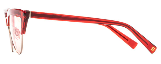 Side View of Elton John DOO WOP 2 Womens Cat Eye Sunglasses Ruby Red Crystal Silver/Pink 54mm