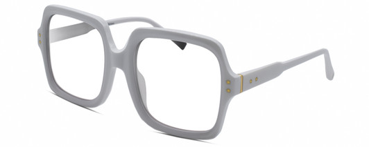 Profile View of Elton John INCOGNITO 2 Designer Progressive Lens Blue Light Blocking Eyeglasses in White Gold Unisex Square Full Rim Acetate 58 mm