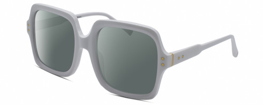 Profile View of Elton John INCOGNITO 2 Designer Polarized Sunglasses with Custom Cut Smoke Grey Lenses in White Gold Unisex Square Full Rim Acetate 58 mm