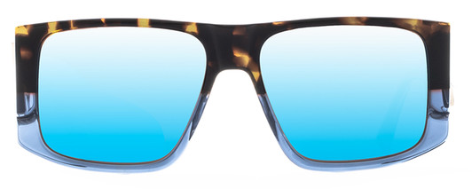Front View of Elton John LUCKY STAR 1 Unisex Sunglass Tortoise Blue/Polarized Teal Mirror 58mm