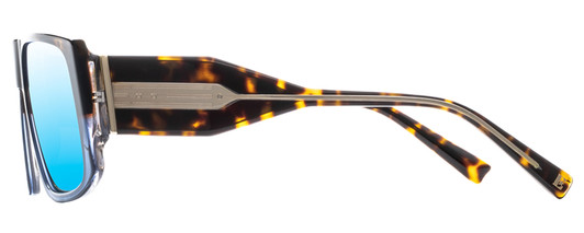 Side View of Elton John LUCKY STAR 1 Unisex Sunglass Tortoise Blue/Polarized Teal Mirror 58mm