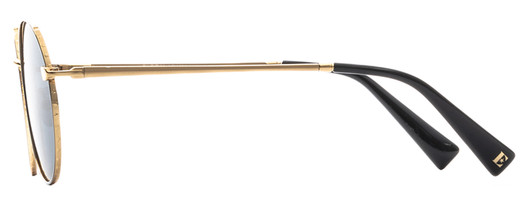 Side View of Elton John MALIBU 2 Unisex Round Sunglasses Rose Gold Black/Polarized Grey 54 mm