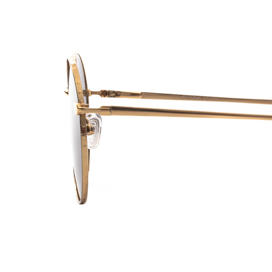 Close Up View of Elton John MALIBU 2 Unisex Round Sunglasses Rose Gold Black/Polarized Grey 54 mm