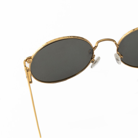 Top View of Elton John MALIBU 2 Unisex Round Sunglasses Rose Gold Black/Polarized Grey 54 mm