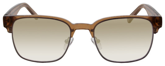 Front View of Elton John PRIZE WINNER Unisex Sunglasses Brown Gunmetal/Gold Flash Mirror 52 mm