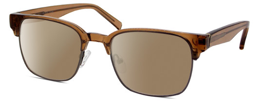 Profile View of Elton John PRIZE WINNER Designer Polarized Sunglasses with Custom Cut Amber Brown Lenses in Brown Crystal Black Gunmetal Unisex Panthos Full Rim Acetate 52 mm