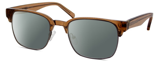 Profile View of Elton John PRIZE WINNER Designer Polarized Sunglasses with Custom Cut Smoke Grey Lenses in Brown Crystal Black Gunmetal Unisex Panthos Full Rim Acetate 52 mm