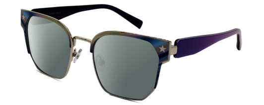 Profile View of Elton John SHERBET 2 Designer Polarized Sunglasses with Custom Cut Smoke Grey Lenses in Blue Yellow Purple Pink Rainbow Multicolor Unisex Cat Eye Full Rim Metal 53 mm