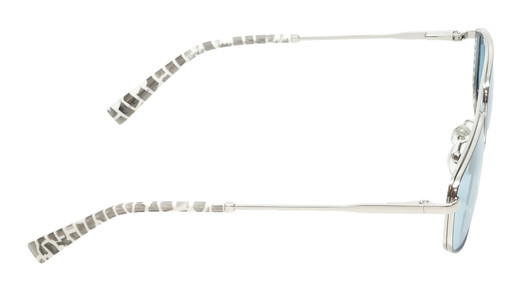 Side View of Elton John STAR STRUCK 3 Unisex Sunglass Silver White Mosaic/Polarized Blue 58mm