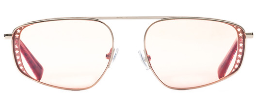 Front View of Elton John STAR STRUCK 4 Unisex Sunglasses Gold Blue Mosaic/Polarized Pink 58 mm