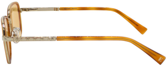 Side View of Elton John TRIO Unisex Oval Sunglasses Amber Crystal Gold/Brown Anti-Glare 51 mm