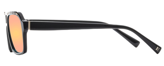 Side View of Elton John VIP Unisex Square Sunglasses Black/Polarized Yellow Gold Mirror 56 mm