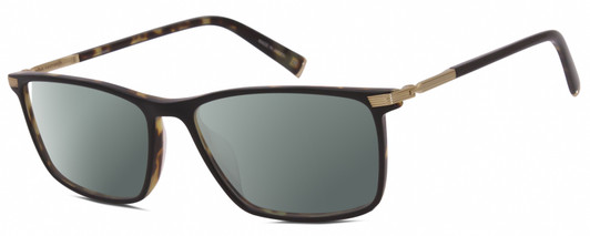 Profile View of John Varvatos V408 Designer Polarized Sunglasses with Custom Cut Smoke Grey Lenses in Black Light Havana Tortoise Gold Unisex Square Full Rim Acetate 58 mm