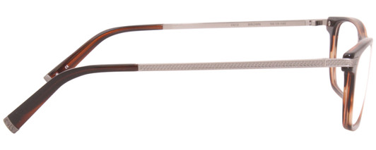 Side View of John Varvatos V412 Unisex Designer Reading Glasses in Crystal Brown Silver 57 mm