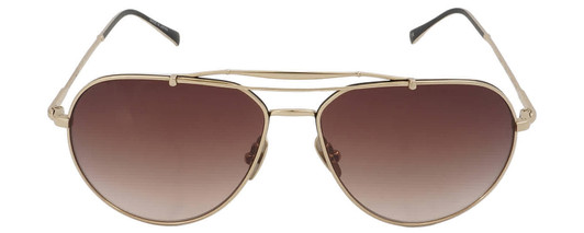 Front View of John Varvatos V549 Unisex Aviator Sunglass Gold Black/Amber Brown Gradient 58 mm