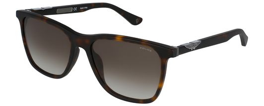 Profile View of Police SPL872 Unisex Sunglasses Tortoise Havana Brown Silver/Amber Gradient 56mm