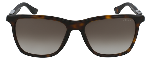 Front View of Police SPL872 Unisex Sunglasses Tortoise Havana Brown Silver/Amber Gradient 56mm