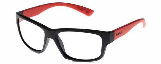 Profile View of Bolle HOLMAN Designer Bi-Focal Prescription Rx Eyeglasses in Matte Black Scarlet Red Orange Unisex Rectangular Full Rim Acetate 58 mm