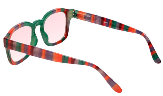 Back View of Medspex 8152 FL-41 Pink Anti-Migraine Reduction Eyeglasses Green Purple Stripes