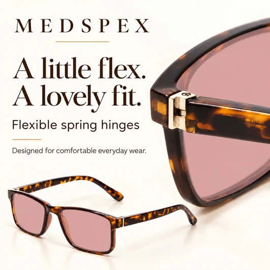 Medspex L2007 C2 Tortoise FL41 Pink Anti-Migraine Reduce Light Sensitive Glasses