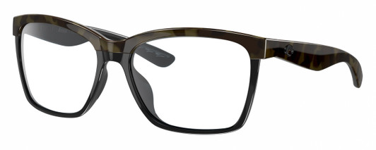 Profile View of Costa Del Mar Anaa Designer Reading Eye Glasses in Shiny Olive Green Tortoise Havana Black Ladies Panthos Full Rim Acetate 55 mm