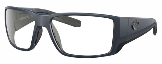 Profile View of Costa Del Mar BlackFin Pro Designer Reading Eye Glasses in Matte Midnight Blue Black Unisex Rectangular Full Rim Acetate 60 mm