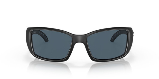 Front View of Costa Del Mar Blackfin Unisex Designer Sunglasses Black/Polarized Gray 580P 62mm