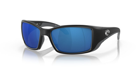 Profile View of Costa Del Mar Blackfin Unisex Sunglass in Black/Polarized Blue Mirror 580P 62 mm
