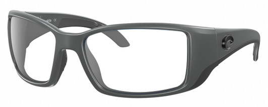 Profile View of Costa Del Mar Blackfin Designer Reading Eye Glasses in Matte Gray Black Unisex Rectangular Full Rim Acetate 62 mm
