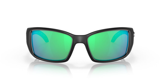 Front View of Costa Del Mar Blackfin Unisex Sunglasses Black/Polarized Green Mirror 580G 62 mm