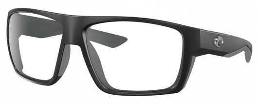 Profile View of Costa Del Mar Bloke Designer Blue Light Blocking Eyeglasses in Matte Black Gray Unisex Rectangular Full Rim Acetate 61 mm