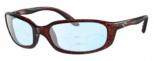 Profile View of Costa Del Mar Brine Designer Progressive Lens Blue Light Blocking Eyeglasses in Brown Tortoise Havana Black Unisex Oval Full Rim Acetate 59 mm