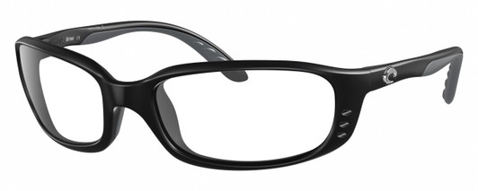 Profile View of Costa Del Mar Brine Designer Blue Light Blocking Eyeglasses in Matte Black Gray Unisex Oval Full Rim Acetate 59 mm