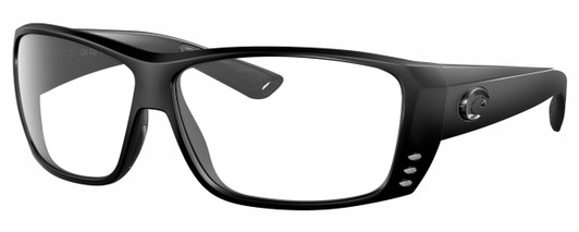 Profile View of Costa Del Mar Cat Cay Designer Reading Eye Glasses in Matte Black Blackout Unisex Rectangular Full Rim Acetate 61 mm