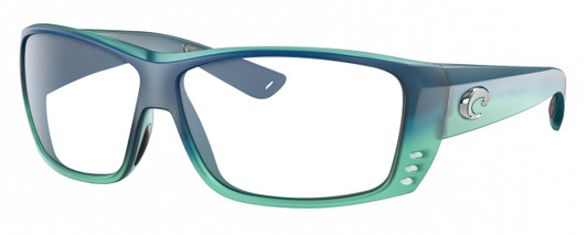 Profile View of Costa Del Mar Cat Cay Designer Reading Eye Glasses in Matte Caribbean Blue Turquoise Fade Unisex Rectangular Full Rim Acetate 61 mm