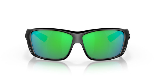 Front View of Costa Del Mar Cat Cay Unisex Sunglass in Black/Polarized Green Mirror 580P 61 mm