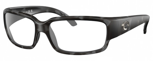 Profile View of Costa Del Mar Caballito Designer Reading Eye Glasses in Matte Black Gray Crystal Tiger Shark Unisex Rectangular Full Rim Acetate 59 mm