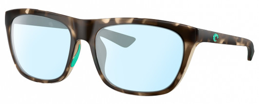 Profile View of Costa Del Mar Cheeca Designer Blue Light Blocking Eyeglasses in Matte Brown Gray Shadow Tortoise Havana Turquoise Ladies Panthos Full Rim Acetate 57 mm