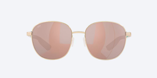 Front View of Costa Del Mar Egret Women Sunglass Gold/Polarized Copper Silver Mirror 580P 55mm