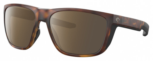 Profile View of Costa Del Mar Ferg Designer Polarized Sunglasses with Custom Cut Amber Brown Lenses in Matte Tortoise Havana Unisex Panthos Full Rim Acetate 59 mm