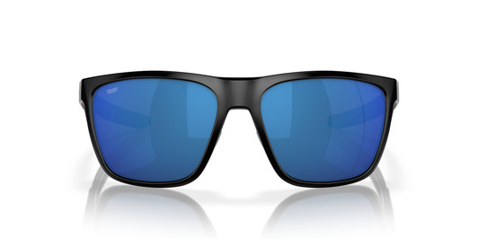 Front View of Costa Del Mar Ferg Unisex Panto Sunglasses Black/Polarized Blue Mirror 580P 59mm
