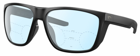 Profile View of Costa Del Mar Ferg XL Designer Progressive Lens Blue Light Blocking Eyeglasses in Matte Black Unisex Panthos Full Rim Acetate 62 mm