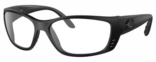Profile View of Costa Del Mar FISCH READERS Designer Reading Eye Glasses in Matte Black Gray Unisex Oval Full Rim Acetate 64 mm