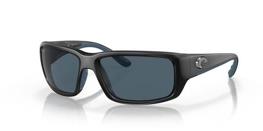 Profile View of Costa Del Mar Fantail Unisex Designer Sunglasses Black/Polarized Gray 580P 59 mm
