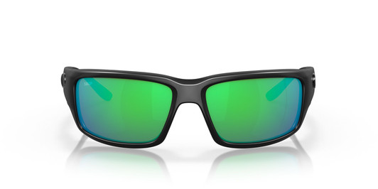 Front View of Costa Del Mar Fantail Sunglasses Black Blackout/Polarized Green Mirror 580P 59mm