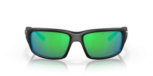 Front View of Costa Del Mar Fantail Unisex Sunglass in Black/Polarized Green Mirror 580P 59 mm