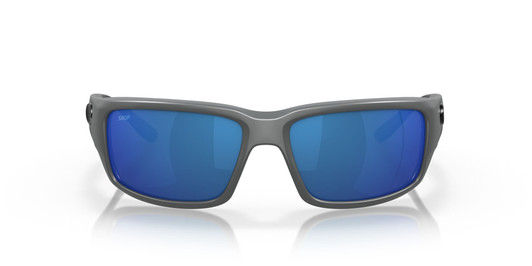 Front View of Costa Del Mar Fantail Unisex Sunglass Gray Black/Polarized Blue Mirror 580P 59mm
