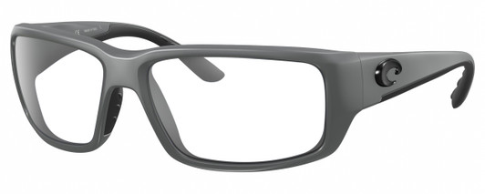 Profile View of Costa Del Mar Fantail Designer Reading Eye Glasses in Matte Gray Black Unisex Rectangular Full Rim Acetate 59 mm