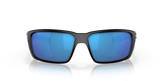 Front View of Costa Del Mar Fantail Pro Unisex Sunglass Black/Polarized Blue Mirror 580G 60 mm