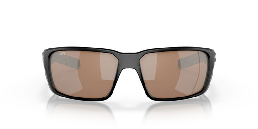Front View of Costa Del Mar Fantail Pro Sunglass Black/Polarize Copper Silver Mirror 580G 60mm